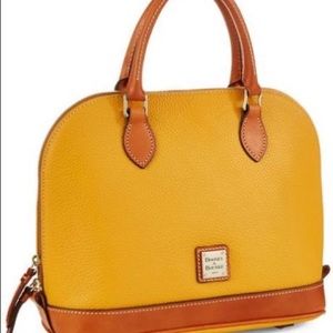 Dooney & Bourke Pebble Leather Zip Zip Satchel in Palomino Yellow